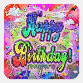 Vista Express Happy Birthday Sticker