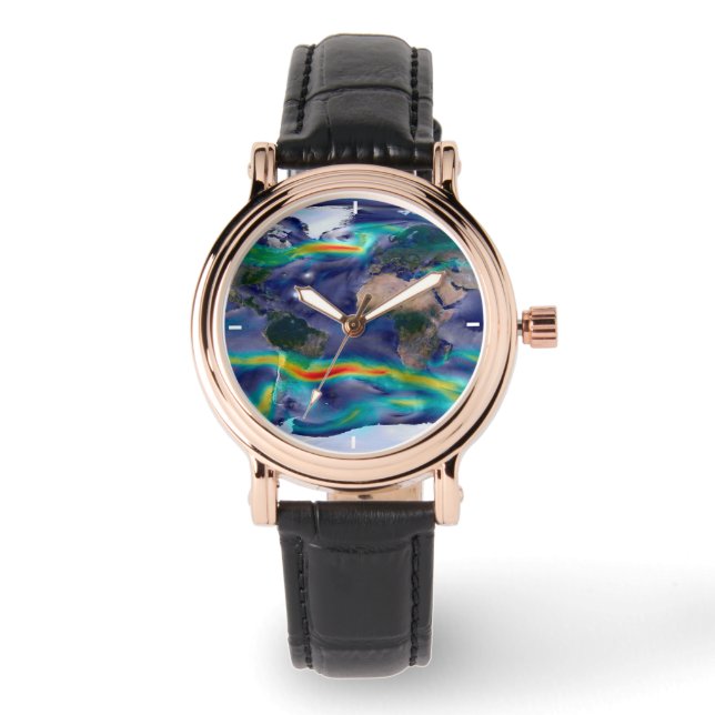 Visualisierung der globalen Winde. Armbanduhr (Vorderseite)