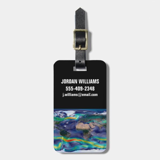 Visualisierung der globalen Winde. Gepäckanhänger (Vorderseite vertikal)