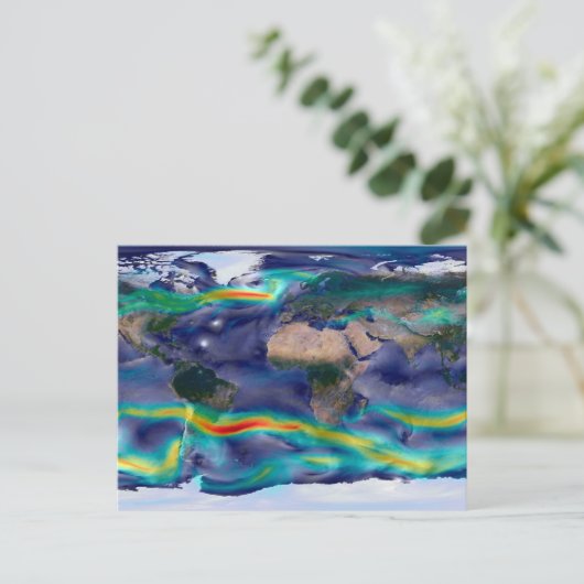 Visualisierung der globalen Winde. Postkarte (Stehend Vorderseite)