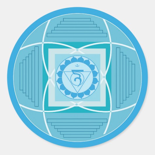 Visuddha Chakra Mandala Runder Aufkleber (Vorderseite)