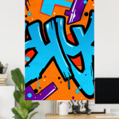 visuell auffallend dynamischer Graffiti Poster (Heimbüro)