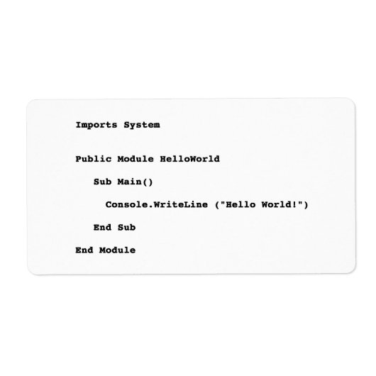 Visuell Basic Hello World Gruß (Vorne)