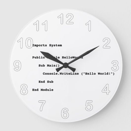 Visuell Basic Hello World Gruß Große Wanduhr (Vorderseite)