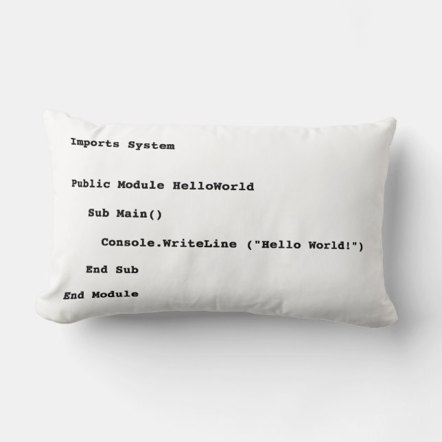 Visuell Basic Hello World Gruß Lendenkissen (Vorderseite)