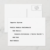 Visuell Basic Hello World Gruß Postkarte (Vorne/Hinten)
