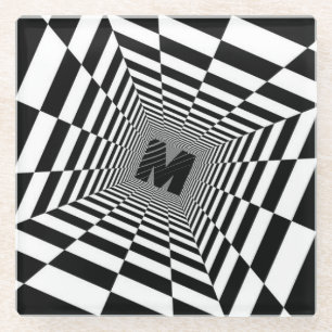Visuelle Illusion, Monogramm oder Initialzündung Glasuntersetzer