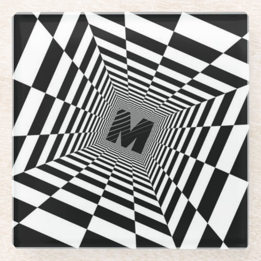 Visuelle Illusion, Monogramm oder Initialzündung Glasuntersetzer (Vorderseite)