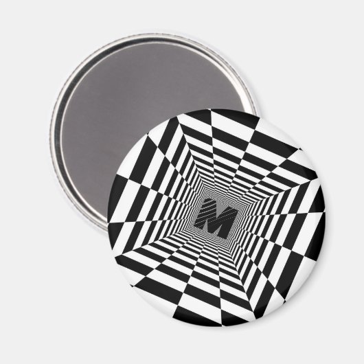 Visuelle Illusion, Monogramm oder Initialzündung Magnet (Vorderseite/Rückseite)