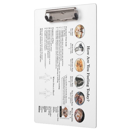 Visuelle Pain Assessment Doctor Office-Zwischenabl Klemmbrett (Links)