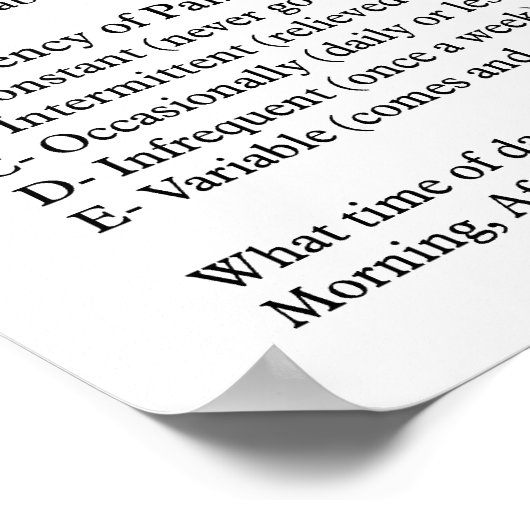 Visuelle Pain Scale Poster Wall Chart (Ecke)