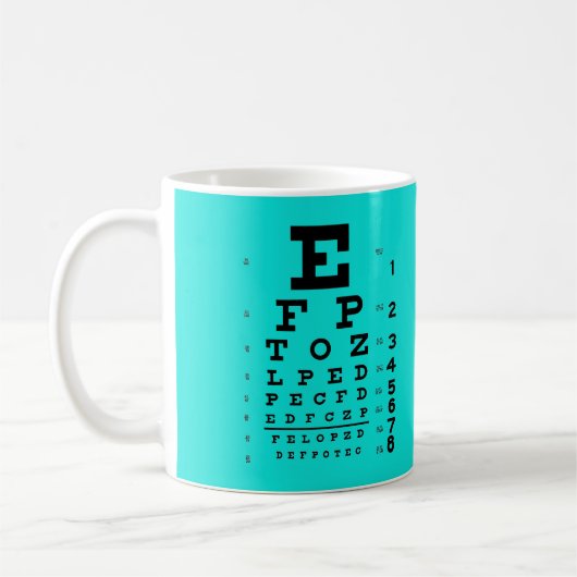 Visueller Schärfe-Test-cyan-blaues Kaffeetasse (Links)