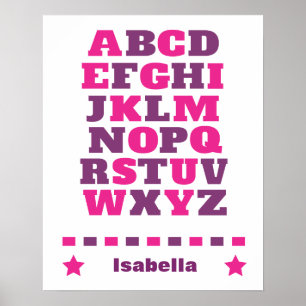 Visuelles Baby-Alphabet rosa lila abc-Poster Poster