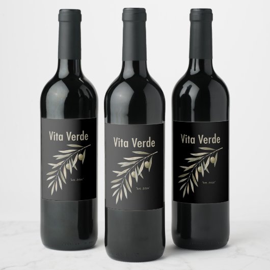 Vita Verde Collection Schwarz Weinetikett (Flaschen)