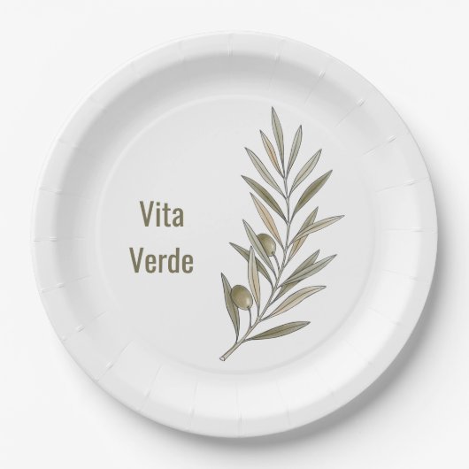 Vita Verde Kollektion Weiß Pappteller (Vorderseite)