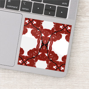 Vitae Abstract Rot und Schwarz auf Weiß Fluid Art Aufkleber