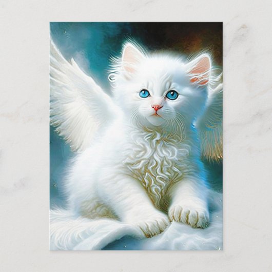 Vitage Kitten Angel Postkarte (Vorderseite)