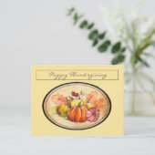 Vitage Retro Erntedank Pumpkins & Herbstlaubs Postkarte (Stehend Vorderseite)