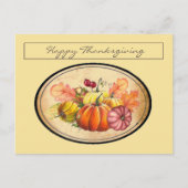 Vitage Retro Erntedank Pumpkins & Herbstlaubs Postkarte (Vorderseite)