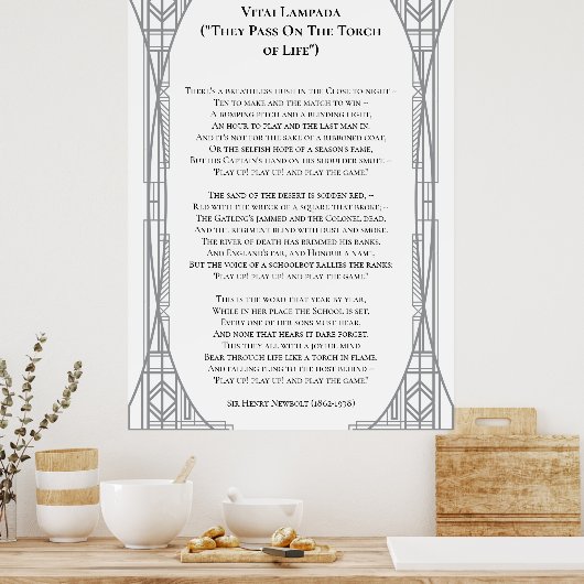 Vitai Lampada Newbolt Gedicht Large Poster (Küche)
