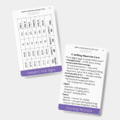 Vitale Signale/Abzeichen abstürzender Neugeborener Ausweis (Vorder- & Rückseite)