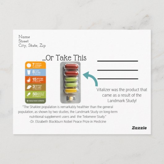 Vitalizer Postcard Postkarte (Rückseite)