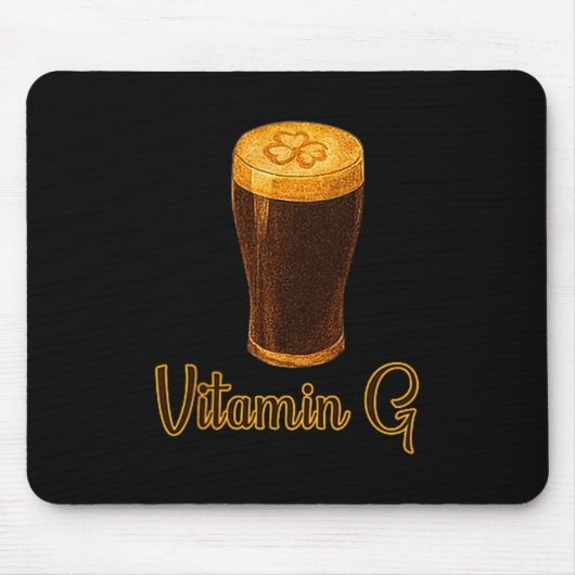 Vitamin Beer Lucky Shamrock Funny Patrick’s Day Me Mousepad (Vorne)
