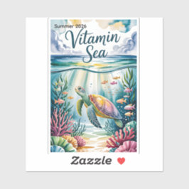 Vitamin Meer Wasserfarbe Meeresschildkröte Unterwa Aufkleber
