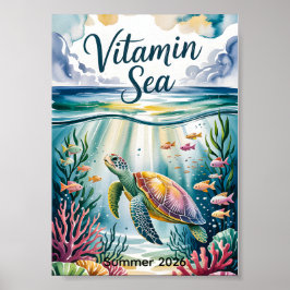 Vitamin Meer Wasserfarbe Meeresschildkröte Unterwa Poster