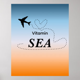 Vitamin Sea Orange Sommer Farbwandkunst Poster