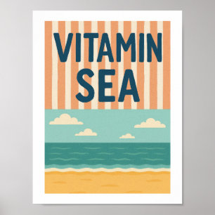 Vitamin Sea Retro-Strand-Typografie Küstenwitz Poster