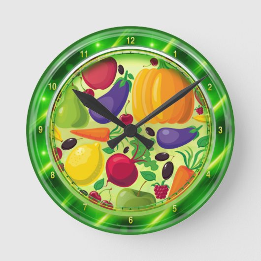 Vitamins Glass Plate Wall Clock Runde Wanduhr (Vorderseite)