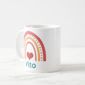 Vito Name Vintag Boho Rainbow Kaffeetasse (Vorderseite Links)