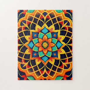 Vitral Style Colorful Mandala Puzzle