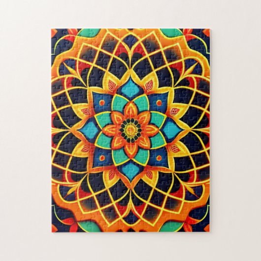 Vitral Style Colorful Mandala Puzzle (Vertikal)