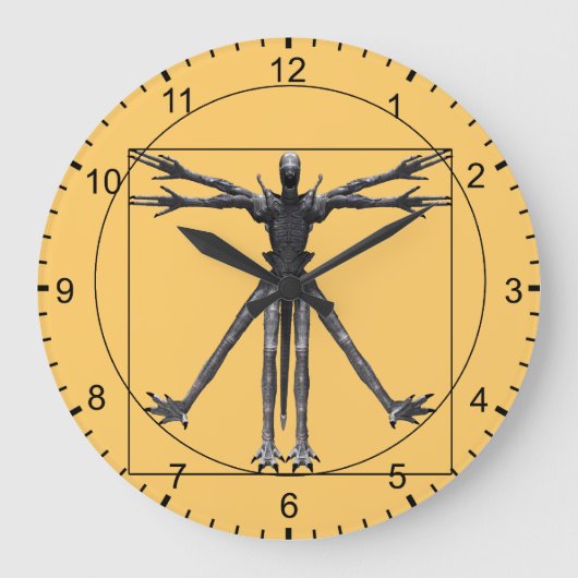 Vitruvian Alien Große Wanduhr (Vorderseite)