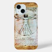 VITRUVIAN MAN , antikes braunes Pergament Case-Mate iPhone Hülle (Rückseite)