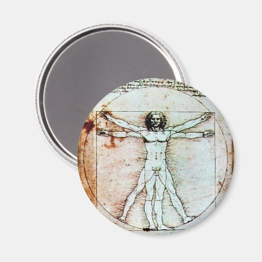 VITRUVIAN MAN , antikes braunes Pergament Magnet (Vorderseite/Rückseite)