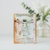 VITRUVIAN MAN , antikes braunes Pergament Postkarte (Stehend Vorderseite)
