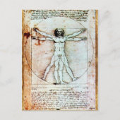 VITRUVIAN MAN , antikes braunes Pergament Postkarte (Vorderseite)
