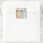 VITRUVIAN MAN , antikes braunes Pergament Quadratischer Aufkleber (Tasche)