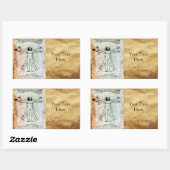 VITRUVIAN MAN , antikes braunes Pergament Rechteckiger Aufkleber (Blatt)