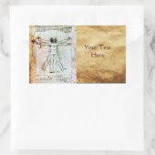 VITRUVIAN MAN , antikes braunes Pergament Rechteckiger Aufkleber (Tasche)