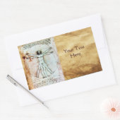 VITRUVIAN MAN , antikes braunes Pergament Rechteckiger Aufkleber (Umschlag)