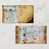 VITRUVIAN MAN , antikes braunes Pergament Visitenkarte (Vorne/Hinten)