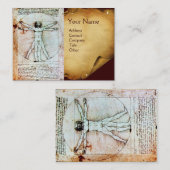 VITRUVIAN MAN , antikes braunes Pergament Visitenkarte (Vorne/Hinten)