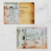VITRUVIAN MAN , antikes braunes Pergament Visitenkarte (Vorne/Hinten)