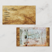 VITRUVIAN MAN , antikes braunes Pergament Visitenkarte (Vorne/Hinten)