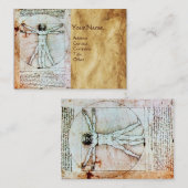 VITRUVIAN MAN , antikes braunes Pergament Visitenkarte (Vorne/Hinten)