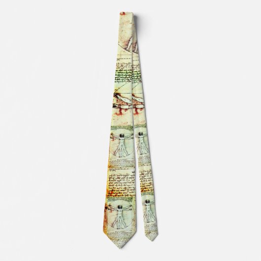 VITRUVIAN MAN , antikes weißbraunes Pergament Krawatte (Vorderseite)